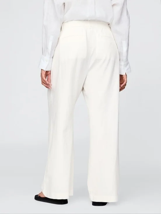 Gap 365 High Rise Linen-Blend Trousers New Off White 6P - Picture 6 of 7